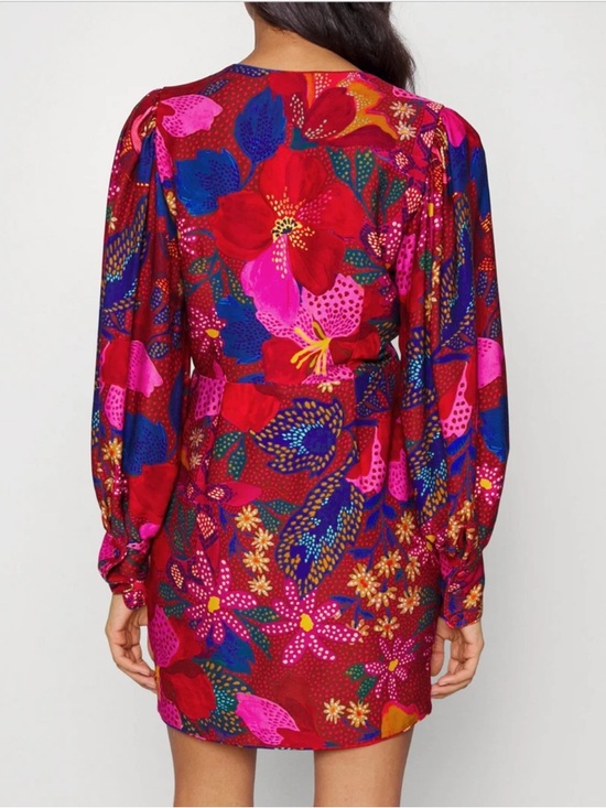 Farm Rio Snake Garden Red Floral Mini Dress NWT Large Tropical Boho - Picture 2 of 16